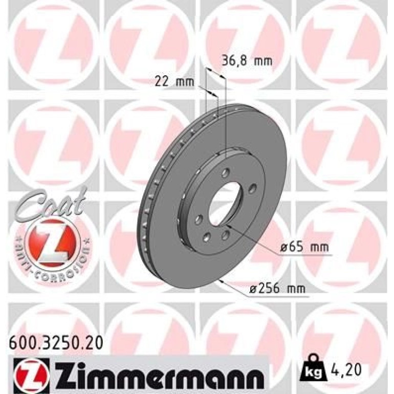 ZIMMERMANN Bremsscheibe 600.3250.20 ZIMMERMANN Bremsscheibe 600.3250.20