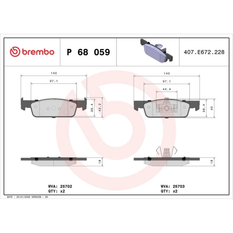 BREMBO Bremsklötze VA P 68 059 BREMBO Bremsklötze VA P 68 059