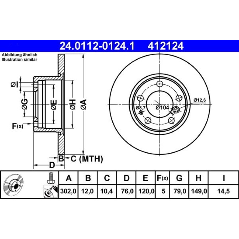 Bremsscheibe Bmw S. 5 1.8-2.5 88-97 24.0112-0124.1 Bremsscheibe Bmw S. 5 1.8-2.5 88-97 24.0112-0124.1