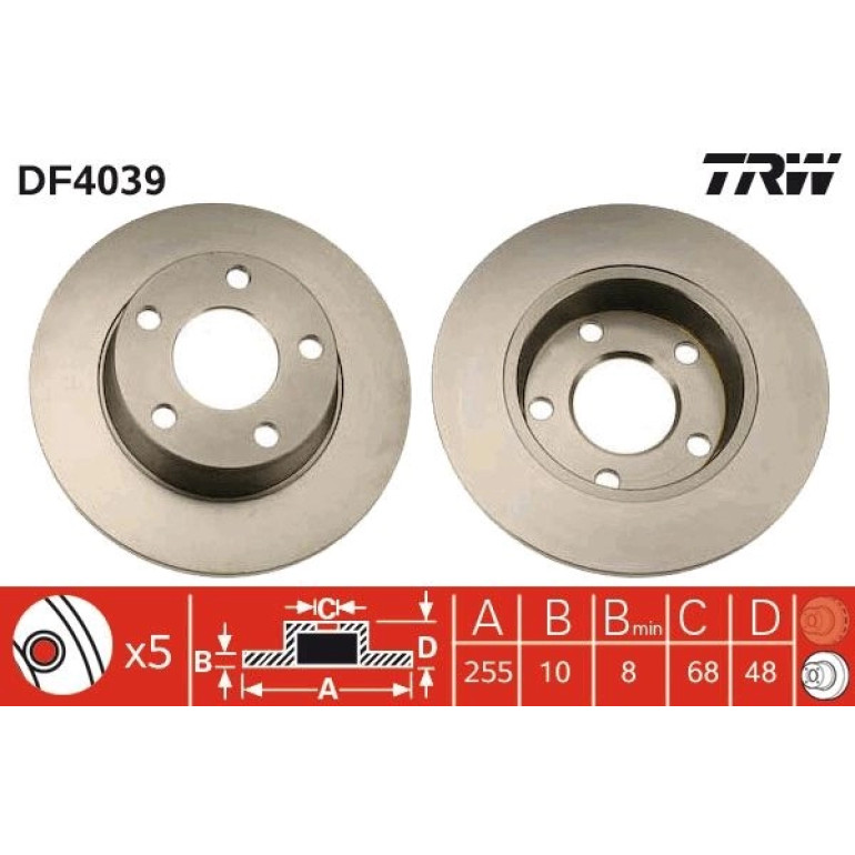 Bremsscheibe Vw T. A6 1.8-3 DF4039