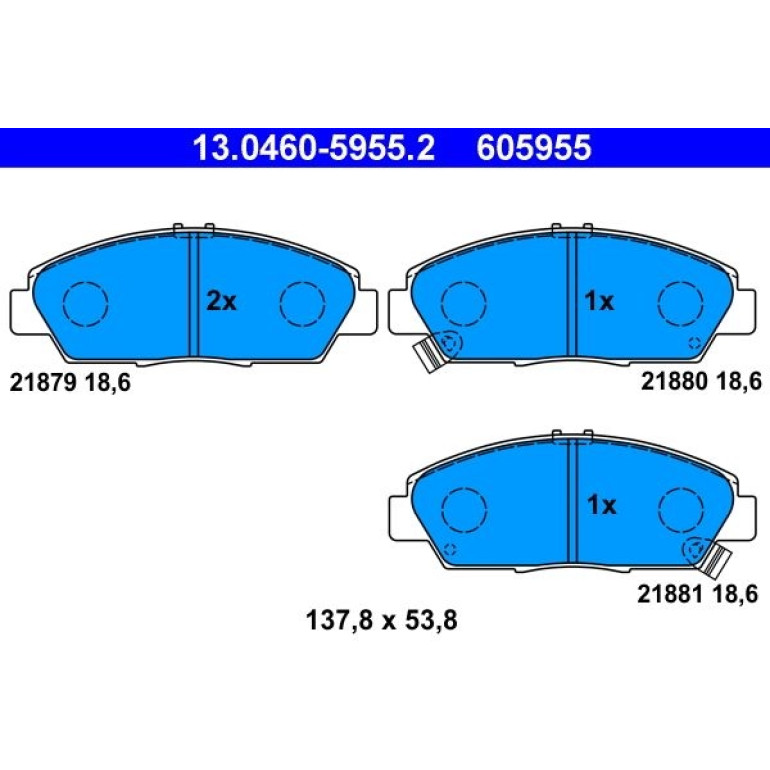 Bremsbelagsatz Honda P. Accord/Prelude 1.9-2.0 92-00 13.0460-5955.2