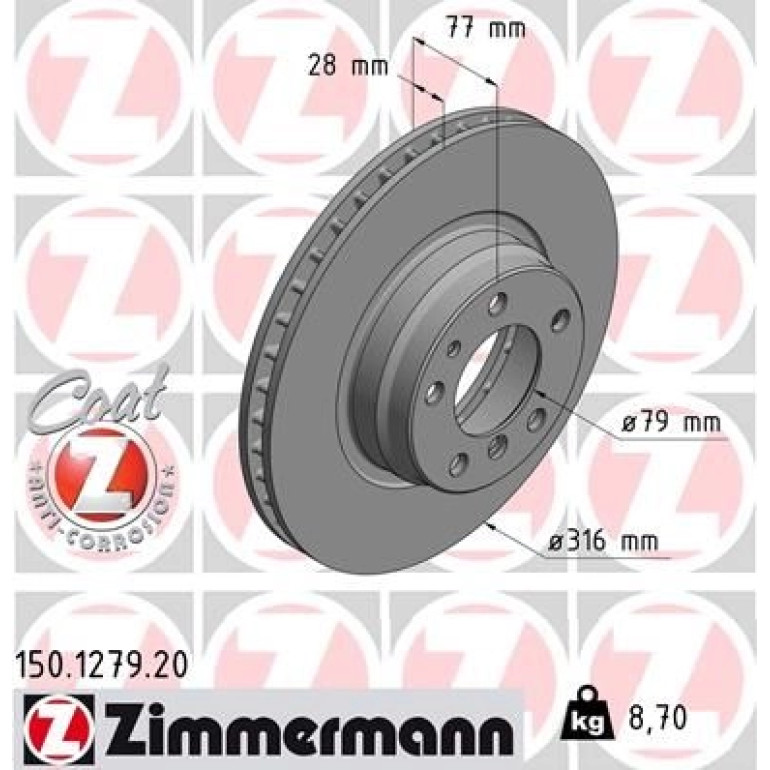 ZIMMERMANN Bremsscheibe 150.1279.20 ZIMMERMANN Bremsscheibe 150.1279.20
