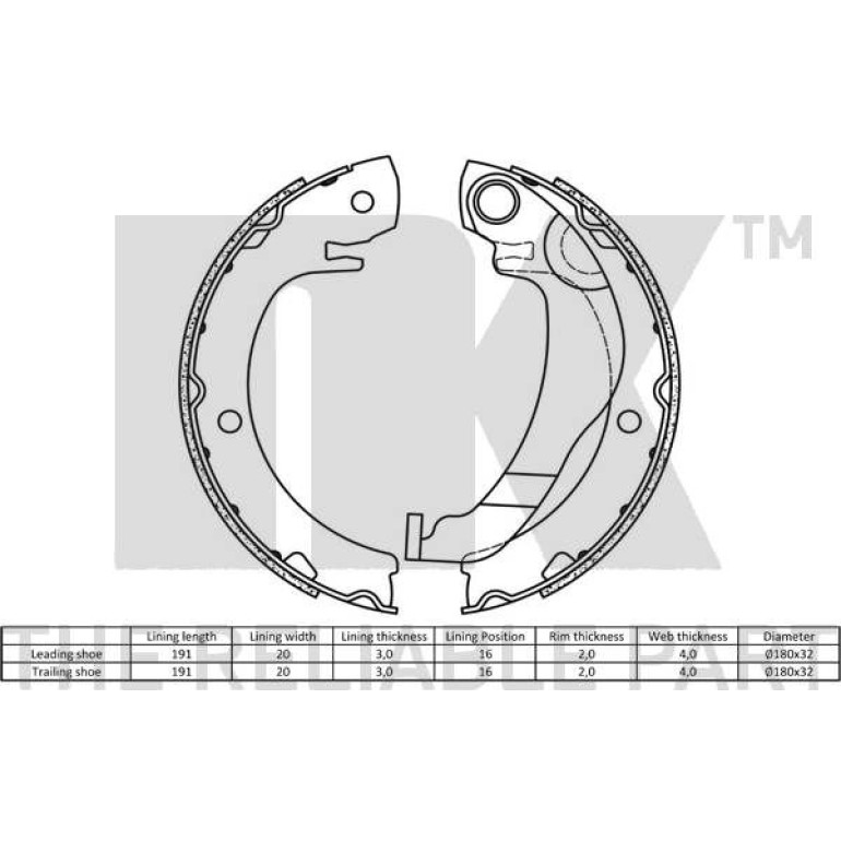 Handbremsbacken Toyota Corolla Verso 04 2745786 Handbremsbacken Toyota Corolla Verso 04 2745786