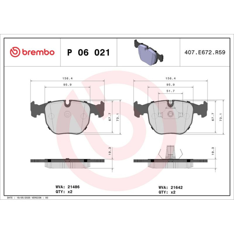 BREMBO Klötze VA laufrichtungsgeb P 06 021 BREMBO Klötze VA laufrichtungsgeb P 06 021