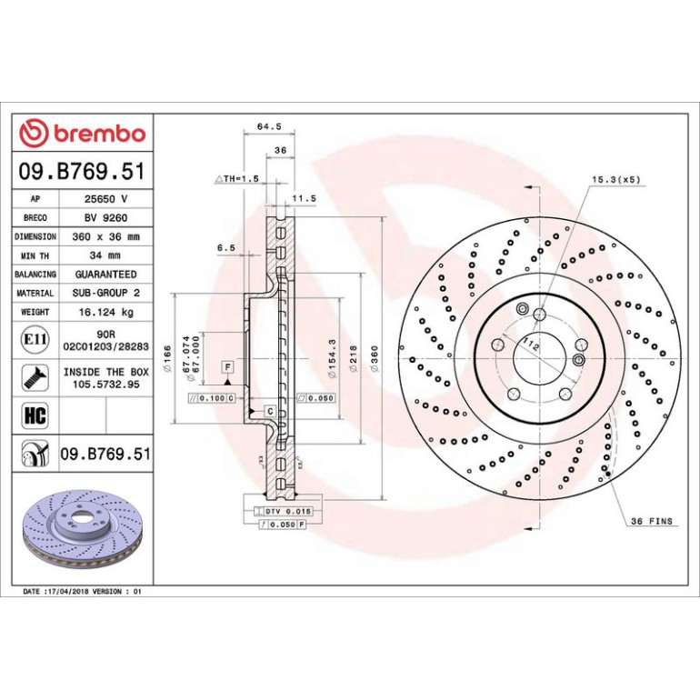 15 481 205 Bremsscheibe VA 09.B769.51 15 481 205 Bremsscheibe VA 09.B769.51