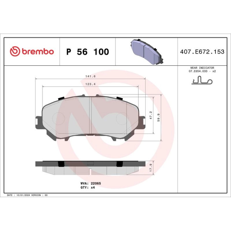 BREMBO Bremsklötze VA P 56 100 BREMBO Bremsklötze VA P 56 100