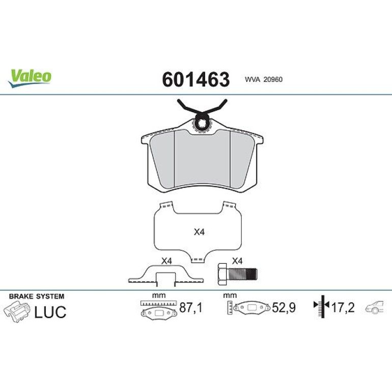 VALEO Bremsbeläge 601463 VALEO Bremsbeläge 601463