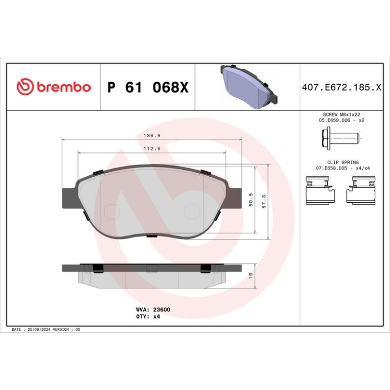 BREMBO Bremsklötze Xtra VA P 61 068X BREMBO Bremsklötze Xtra VA P 61 068X