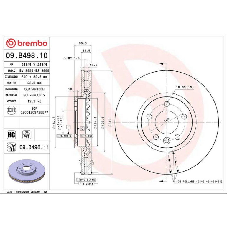 17 481 056 Bremsscheibe VA 09.B498.10 17 481 056 Bremsscheibe VA 09.B498.10