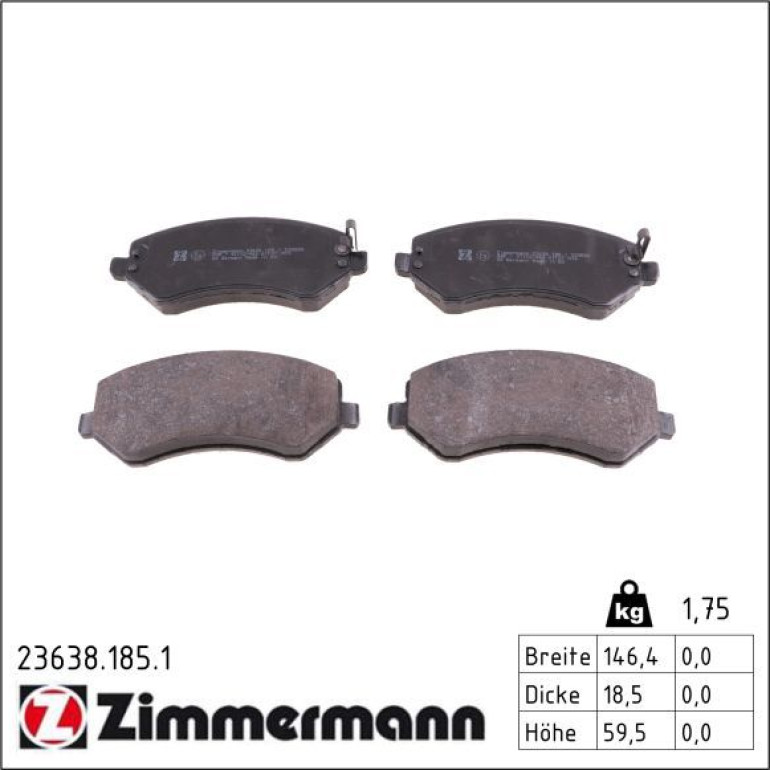 ZIMMERMANN Bremsbeläge 23638.185.1 ZIMMERMANN Bremsbeläge 23638.185.1