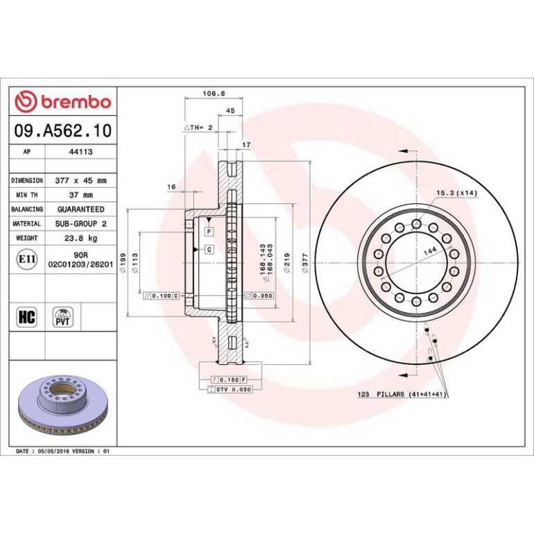 BREMBO Bremsscheibe 09.A562.10 BREMBO Bremsscheibe 09.A562.10