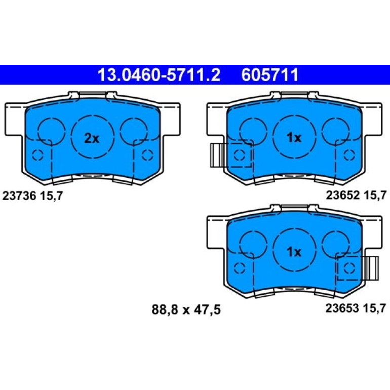Bremsbelagsatz Honda T. Accord/Cr-V/Fr-V 01-09 13.0460-5711.2 Bremsbelagsatz Honda T. Accord/Cr-V/Fr-V 01-09 13.0460-5711.2