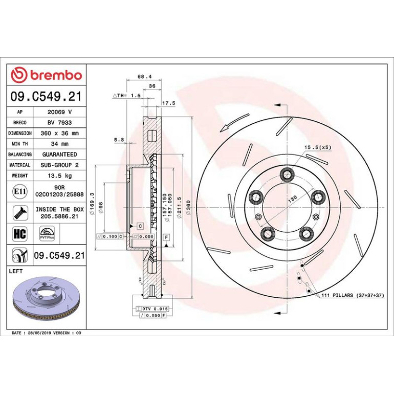 Bremsscheibe VA 09.C549.21 Bremsscheibe VA 09.C549.21