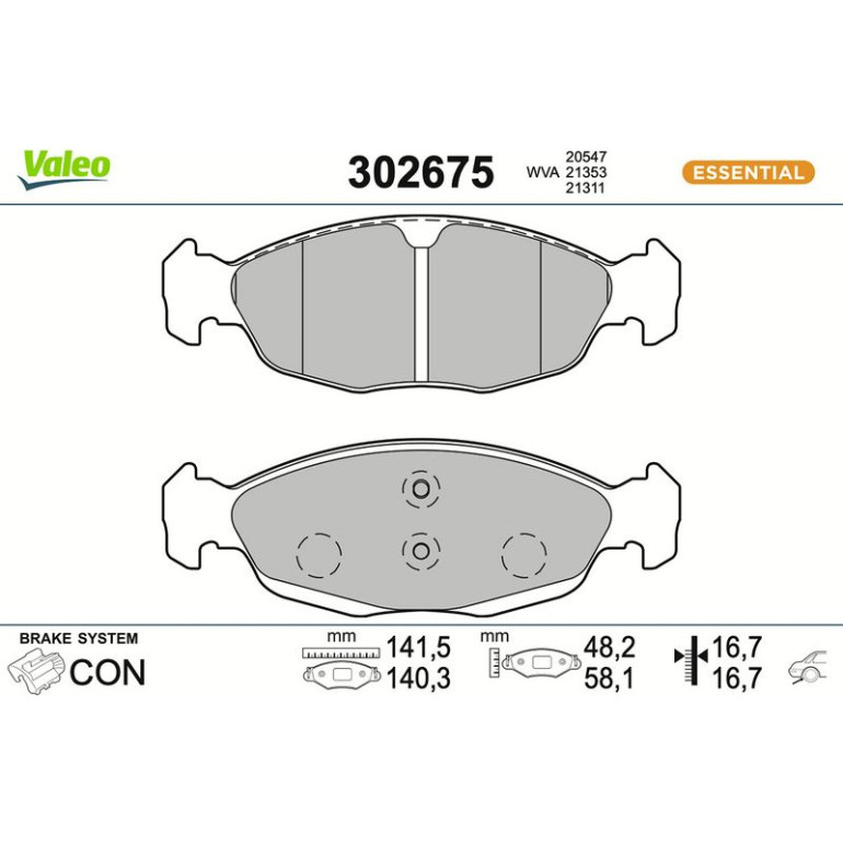 VALEO Bremsbeläge 302675 VALEO Bremsbeläge 302675