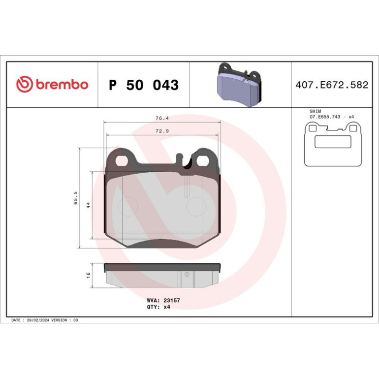 BREMBO Bremsklötze HA P 50 043