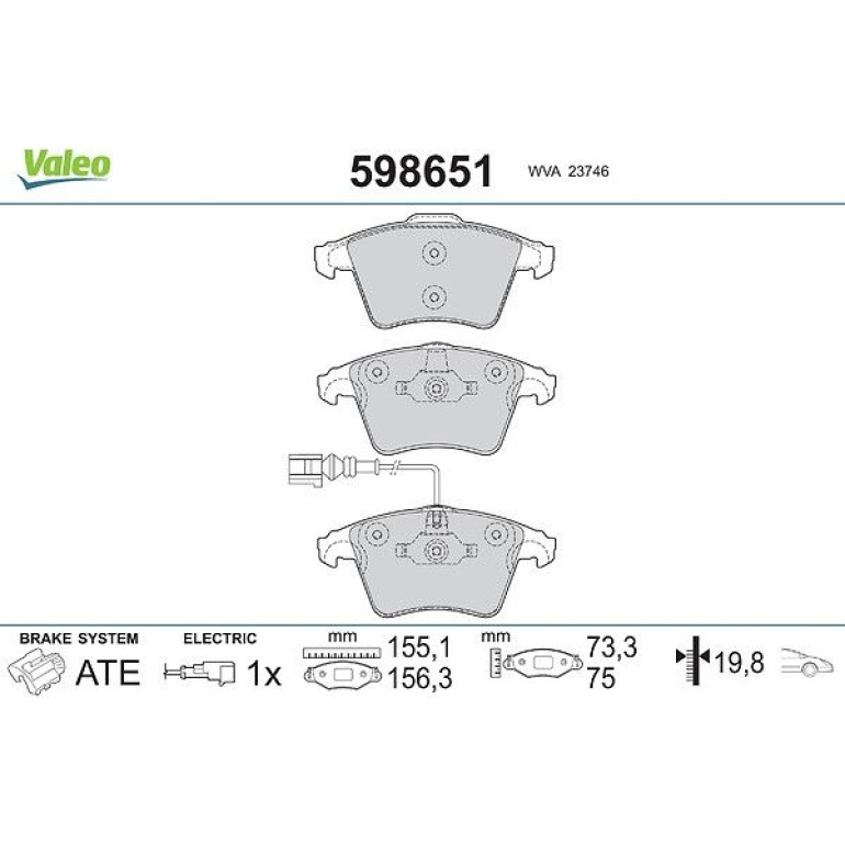 VALEO Bremsbeläge 598651 VALEO Bremsbeläge 598651