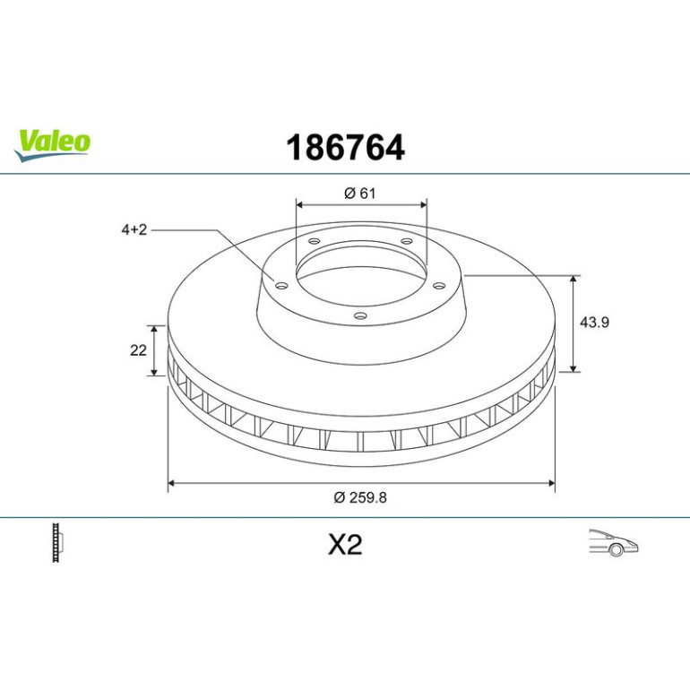 VALEO Bremsscheibe 186764 VALEO Bremsscheibe 186764