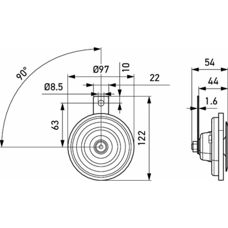 3AL 002 952-011 HELLA 12 Volt Horn 3AL 002 952-811