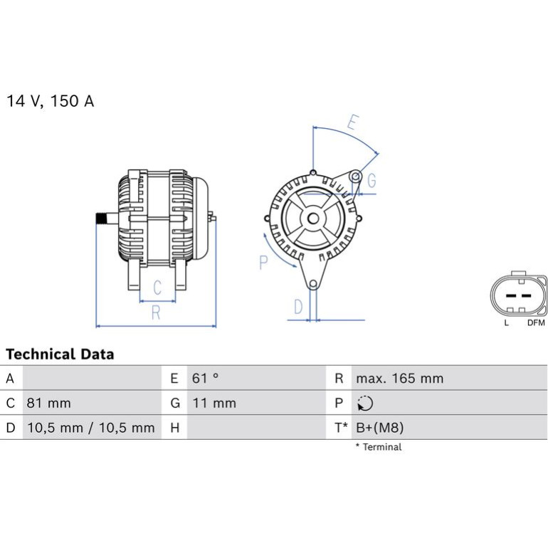 Bosch Automotive Generator 0986082310 Bosch Automotive Generator 0986082310