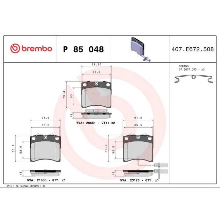 BREMBO Bremsklötze VA P 85 048 BREMBO Bremsklötze VA P 85 048