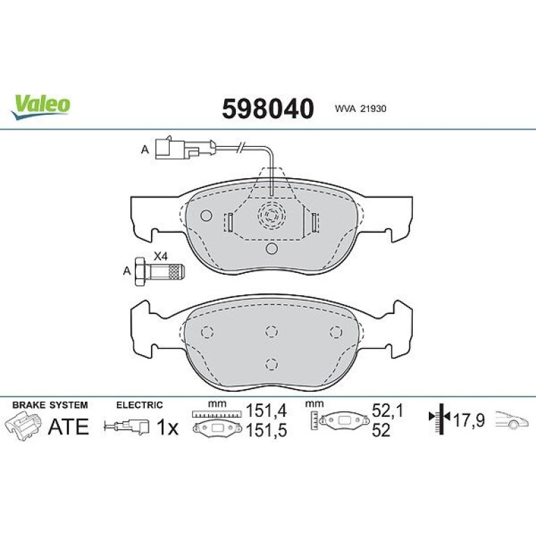 VALEO Bremsbeläge 598040 VALEO Bremsbeläge 598040