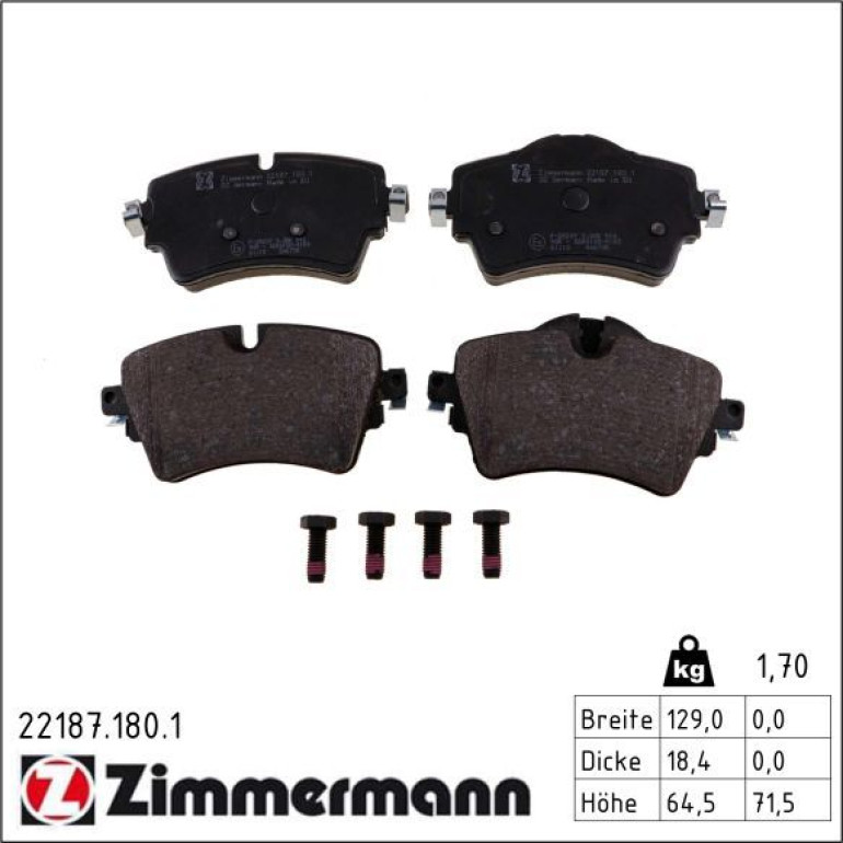 ZIMMERMANN Bremsbeläge 22187.180.1 ZIMMERMANN Bremsbeläge 22187.180.1