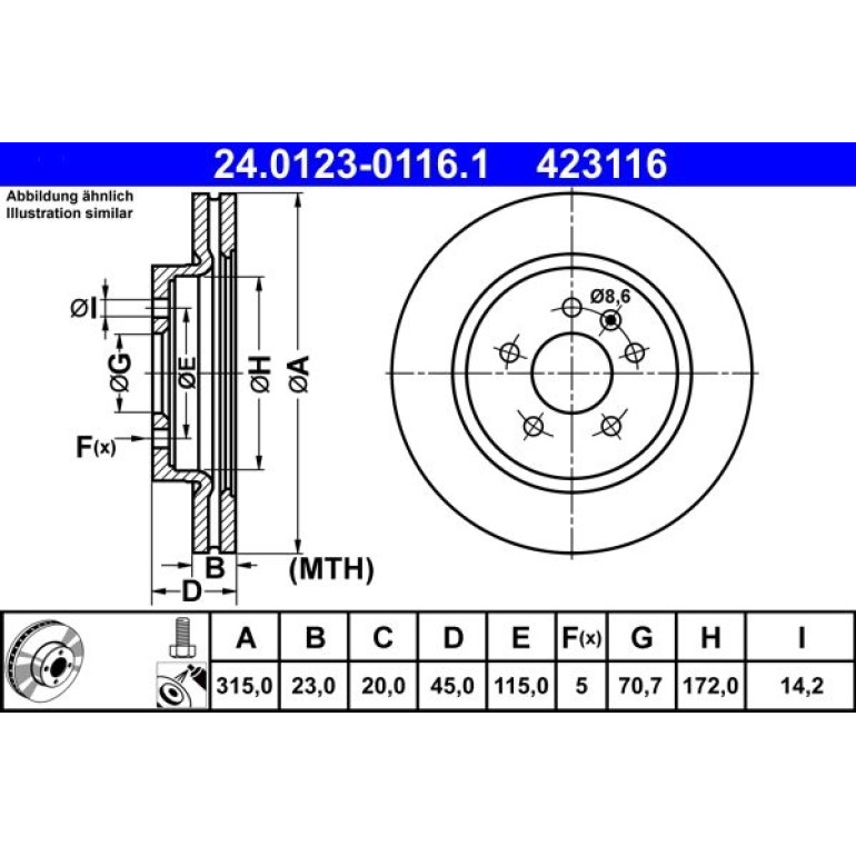 Bremsscheibe Opel T. Zafira 1.6-2.0 Cdti 11 24.0123-0116.1 Bremsscheibe Opel T. Zafira 1.6-2.0 Cdti 11 24.0123-0116.1
