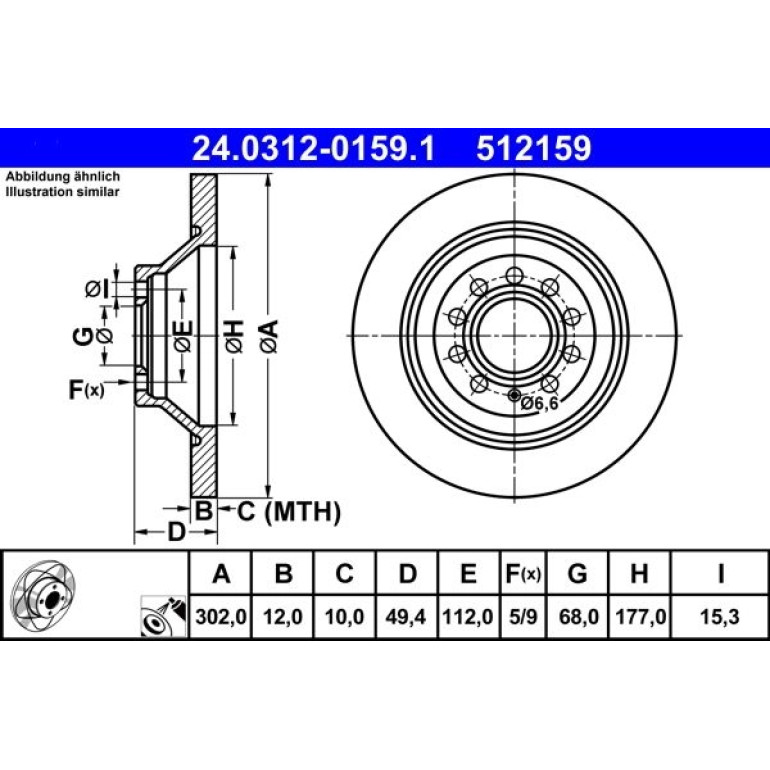 Bremsscheibe Audi T. A6 2.0-4.2 04-11 Power Disc 24.0312-0159.1 Bremsscheibe Audi T. A6 2.0-4.2 04-11 Power Disc 24.0312-0159.1