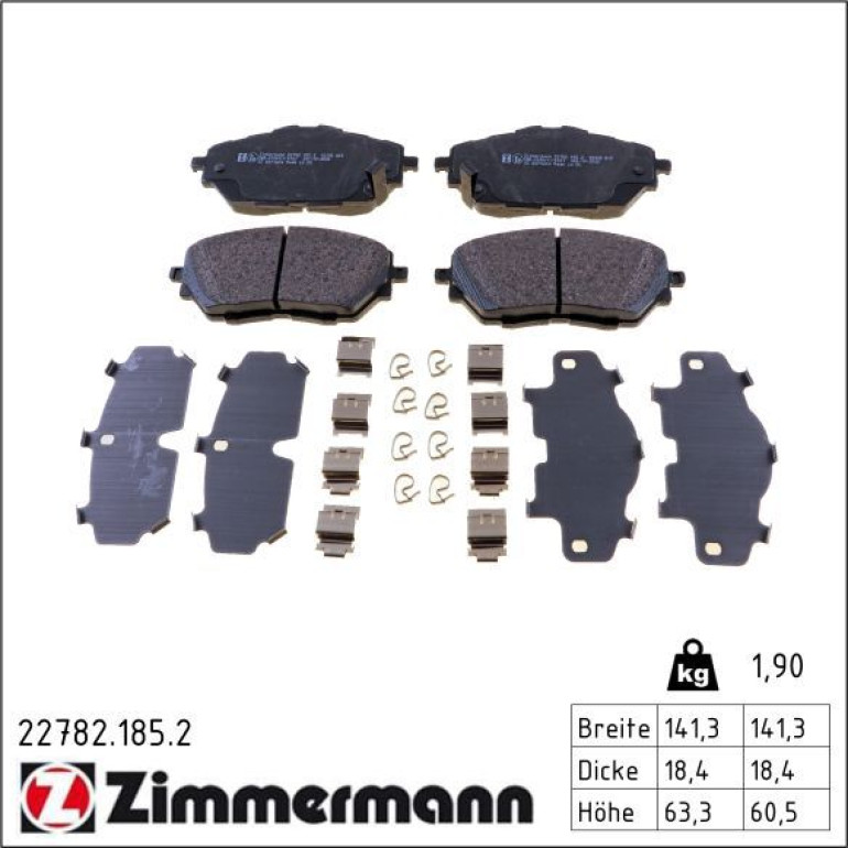 ZIMMERMANN Bremsbelagsatz, Scheibenbremse 22782.185.2 ZIMMERMANN Bremsbelagsatz, Scheibenbremse 22782.185.2