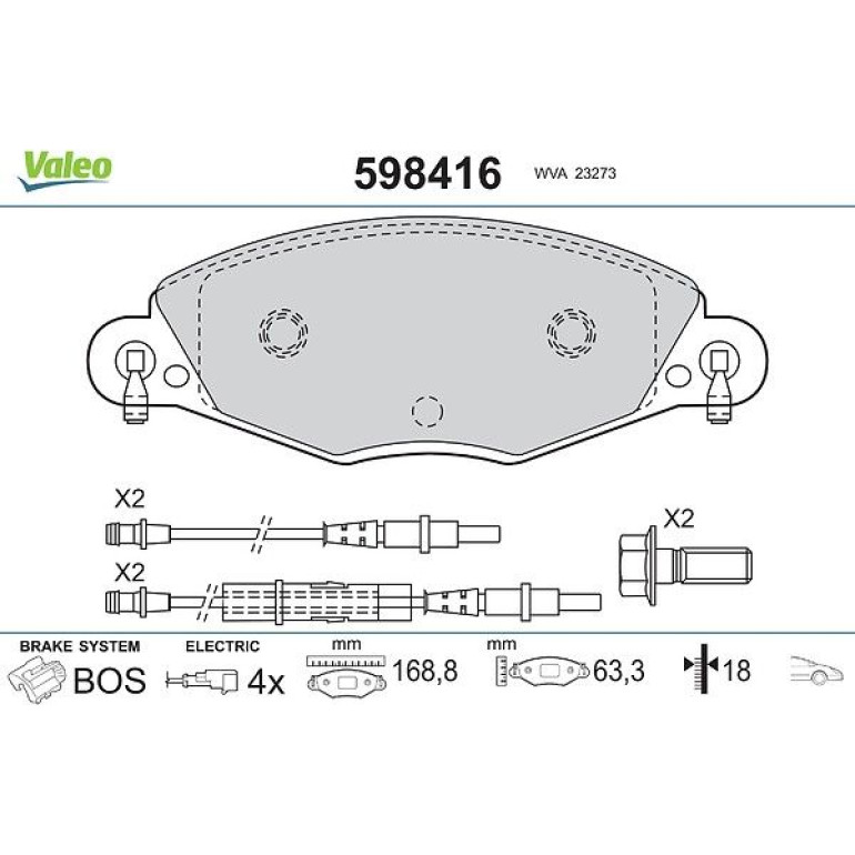 VALEO Bremsbeläge 598416 VALEO Bremsbeläge 598416