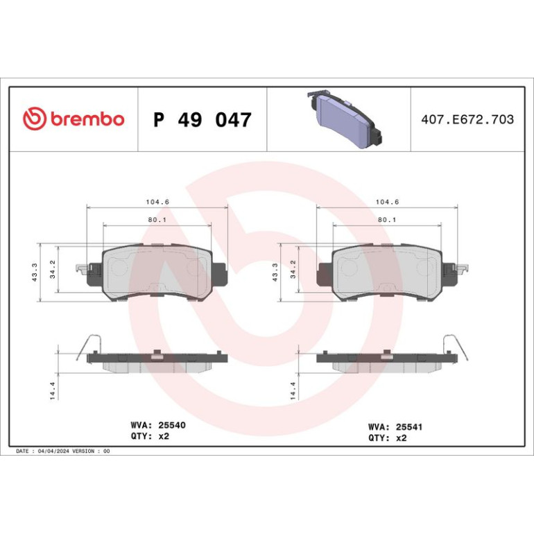 BREMBO Bremsklötze HA P 49 047 BREMBO Bremsklötze HA P 49 047