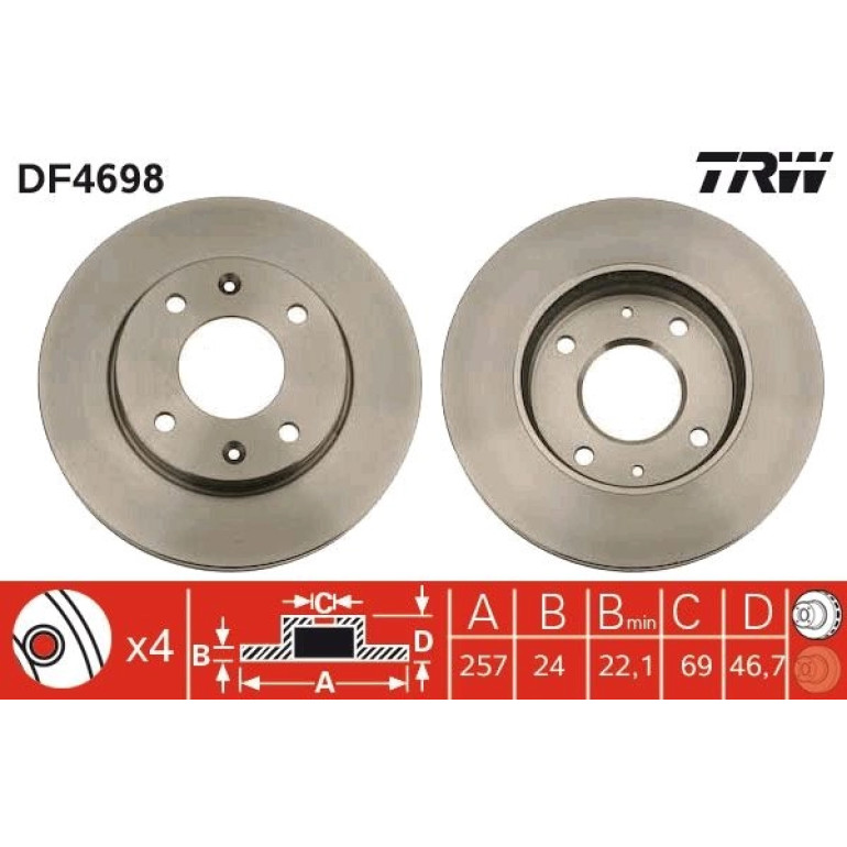 TRW Bremsscheibe DF4698 TRW Bremsscheibe DF4698