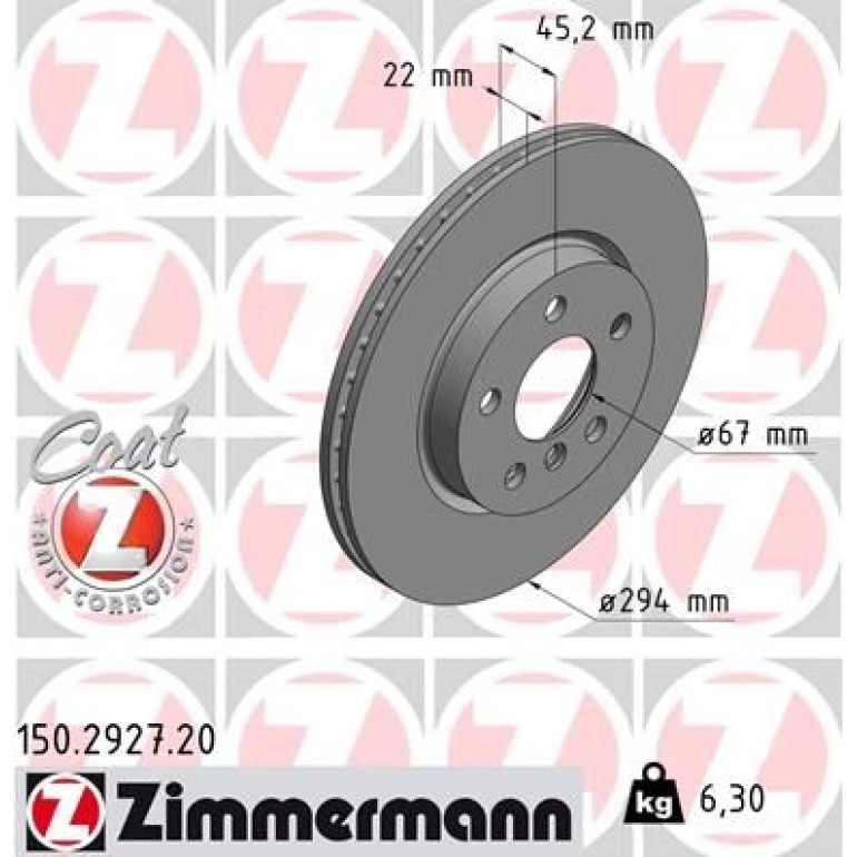 ZIMMERMANN Bremsscheibe 150.2927.20 ZIMMERMANN Bremsscheibe 150.2927.20