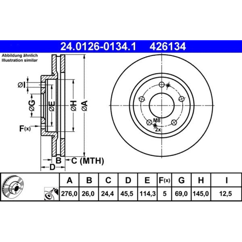 Bremsscheibe Mitsubishi P. Lancer/Space Runner 1.3-2.0/2.4Gdi 99 24.0126-0134.1 Bremsscheibe Mitsubishi P. Lancer/Space Runner 1.3-2.0/2.4Gdi 99 24.0126-0134.1
