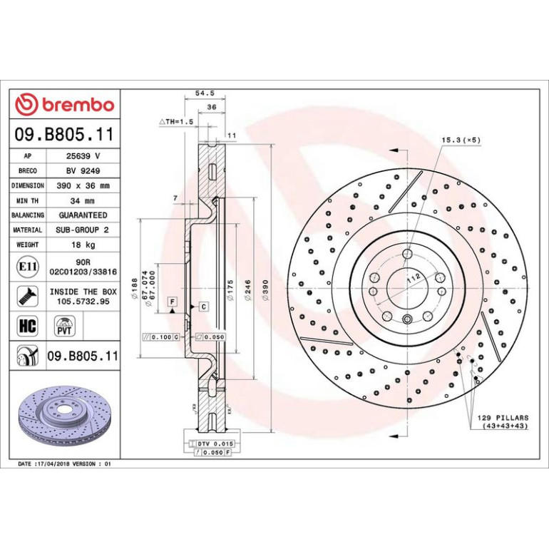 Bremsscheibe VA 09.B805.11 Bremsscheibe VA 09.B805.11