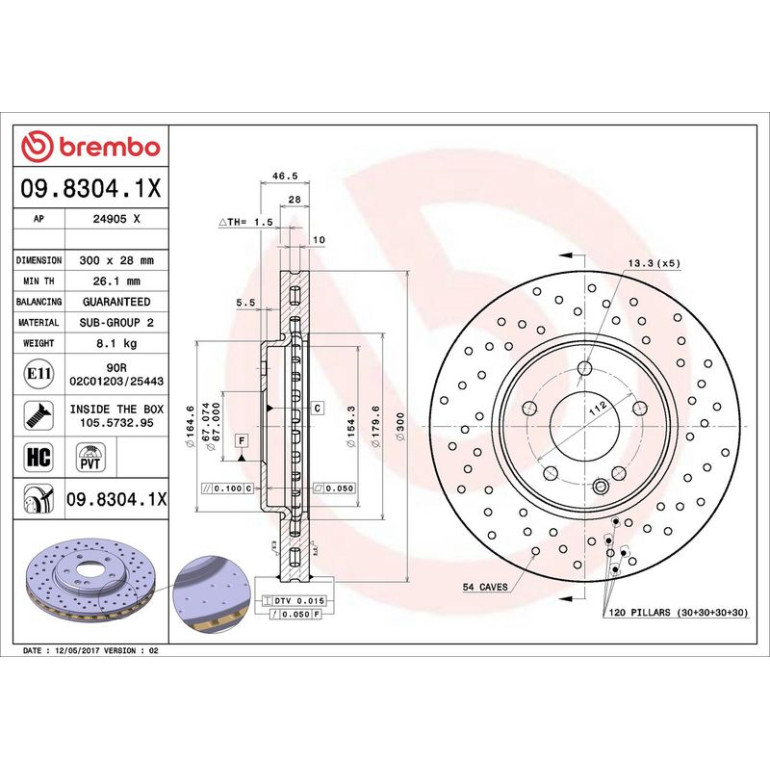 Bremsscheibe VA Xtra 09.8304.1X
