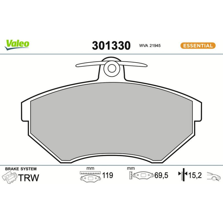VALEO Bremsbeläge 301330 VALEO Bremsbeläge 301330
