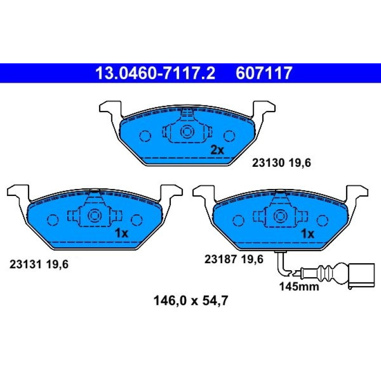 Bremsbelagsatz Vw P. A3/Bora/Golf 4/Polo/Octavia/Fabia/Ibiza Mit Sensor 13.0460-7117.2 Bremsbelagsatz Vw P. A3/Bora/Golf 4/Polo/Octavia/Fabia/Ibiza Mit Sensor 13.0460-7117.2