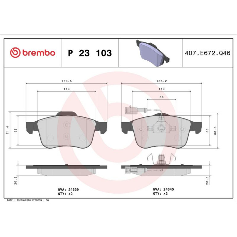 BREMBO Bremsklötze VA P 23 103 BREMBO Bremsklötze VA P 23 103