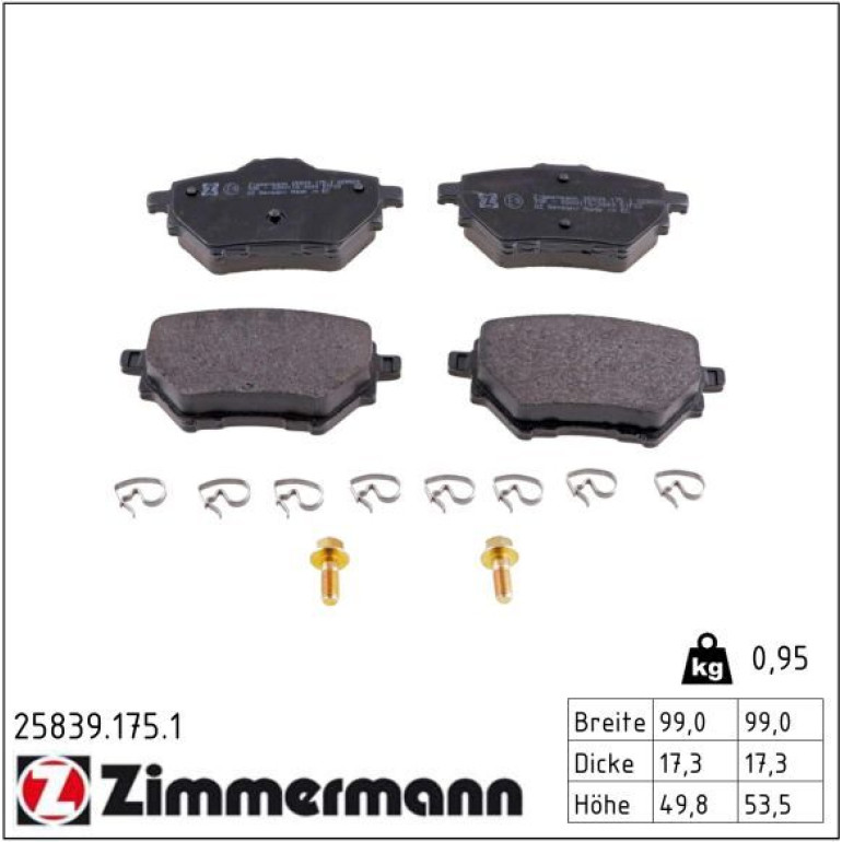 ZIMMERMANN Bremsbeläge 25839.175.1 ZIMMERMANN Bremsbeläge 25839.175.1