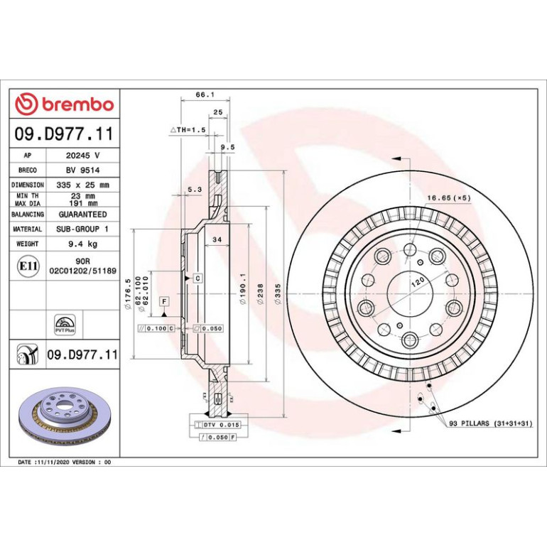 Bremsscheibe HA 09.D977.11 Bremsscheibe HA 09.D977.11