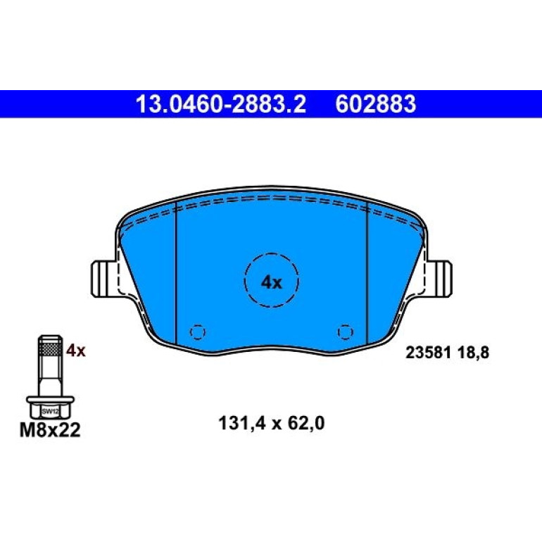 Bremsbelagsatz Skoda P. Fabia/Roomster 99-15 13.0460-2883.2 Bremsbelagsatz Skoda P. Fabia/Roomster 99-15 13.0460-2883.2