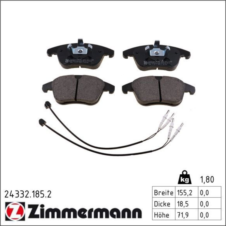 ZIMMERMANN Bremsbeläge 24332.185.2 ZIMMERMANN Bremsbeläge 24332.185.2