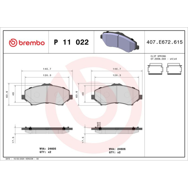 BREMBO Bremsklötze VA P 11 022 BREMBO Bremsklötze VA P 11 022