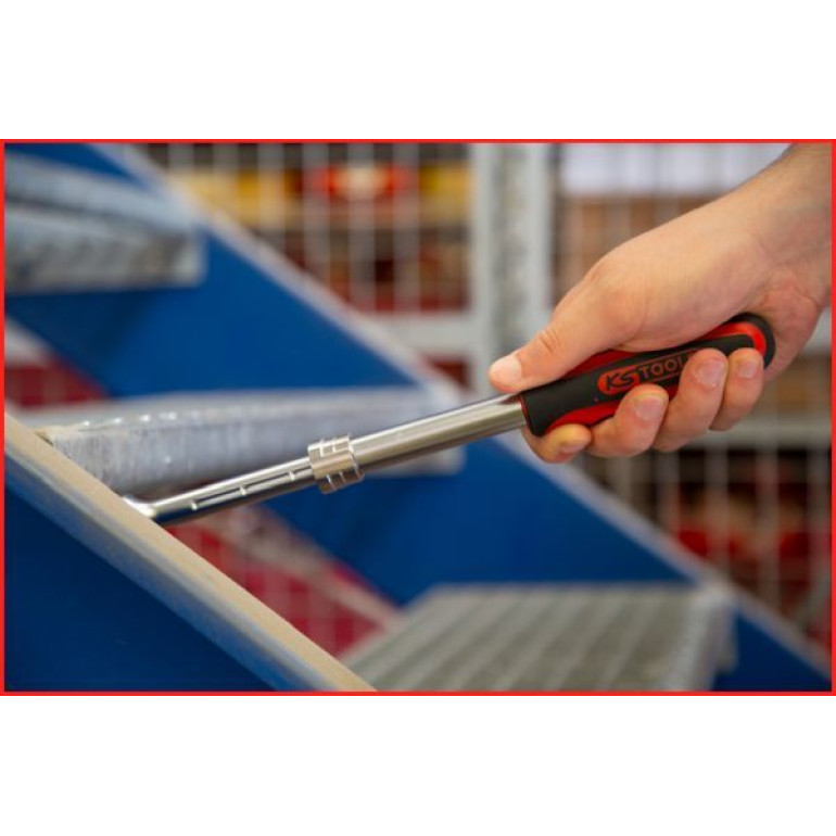 KS TOOLS Kniehebel-Teleskopknarre 1/2 CHROMEplus, 72 Zähne 914.1220