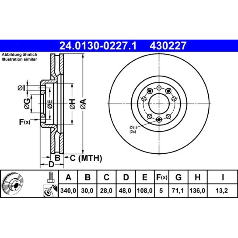 Bremsscheibe Citroen P. C5/C6 2.0-3.0Hdi 09 24.0130-0227.1 Bremsscheibe Citroen P. C5/C6 2.0-3.0Hdi 09 24.0130-0227.1
