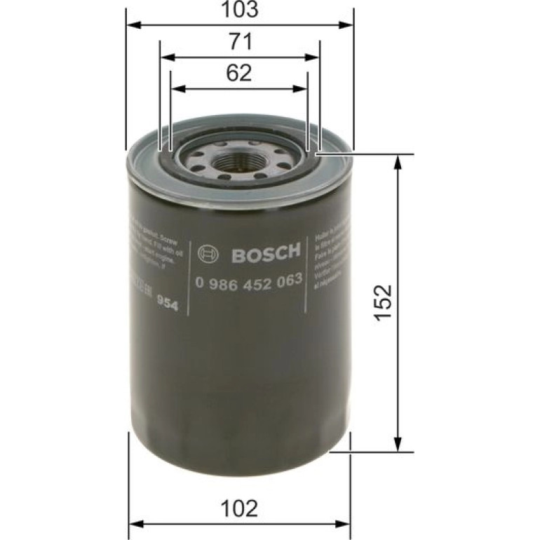 Ölfilter 0 986 452 063 Ölfilter 0 986 452 063