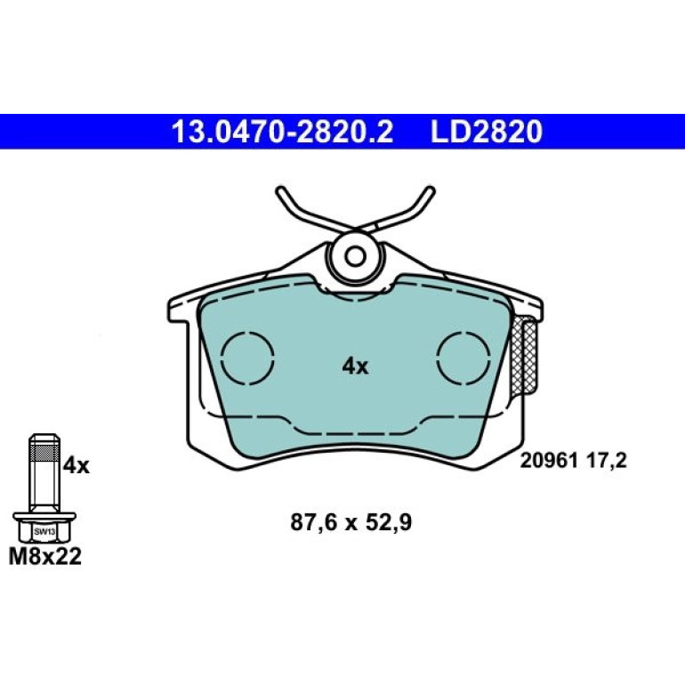 Bremsbelagsatz Vw T. Bora/Caddy/Eos/Golf/Passat/Polo 97- Keramik 13.0470-2820.2 Bremsbelagsatz Vw T. Bora/Caddy/Eos/Golf/Passat/Polo 97- Keramik 13.0470-2820.2