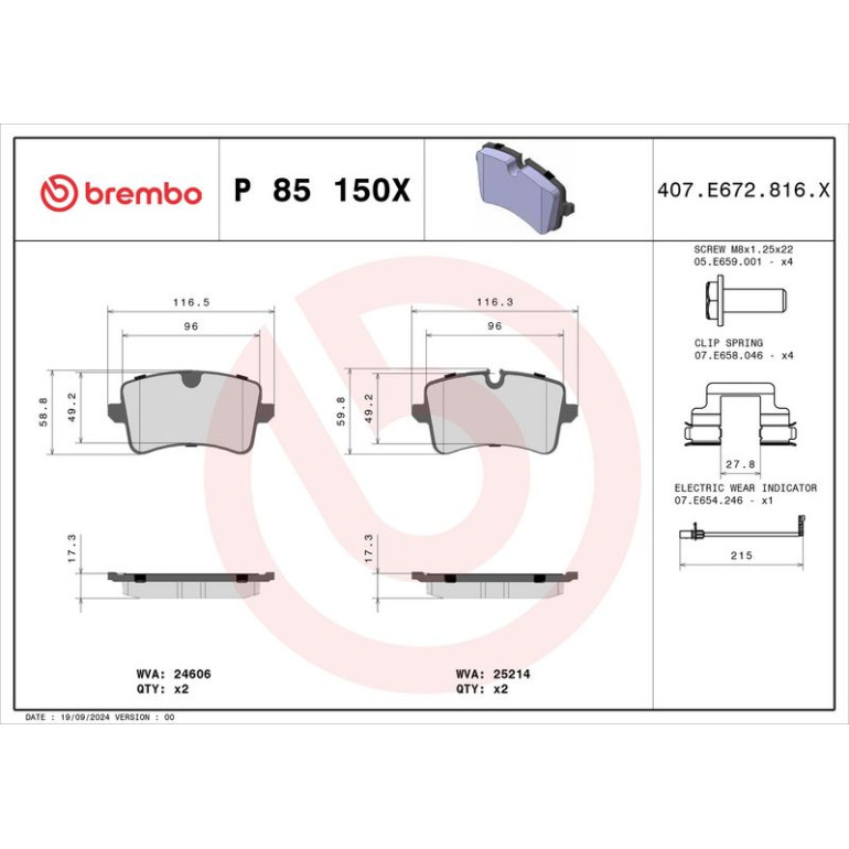BREMBO Bremsklötze HA P 85 150X BREMBO Bremsklötze HA P 85 150X