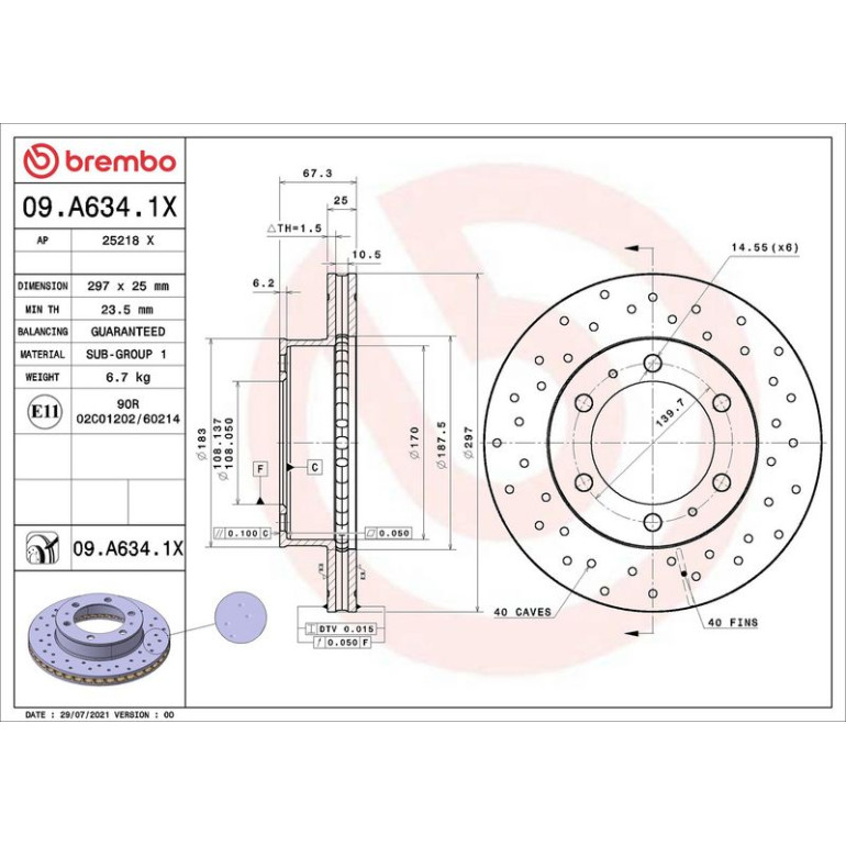 BREMBO Bremsscheibe XTRA VA 09.A634.1X BREMBO Bremsscheibe XTRA VA 09.A634.1X